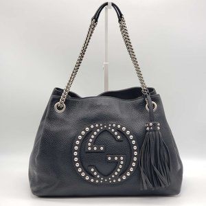 100% Authentic Gucci GG Soho on Chain Medium Black Shoulder Bag